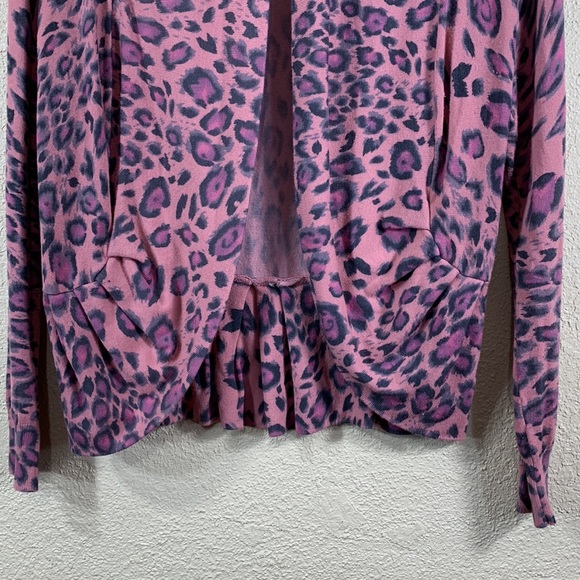 Boston Proper Sweater Open Cardigan S Animal Print Pink Purple Gray - Picture 12 of 14